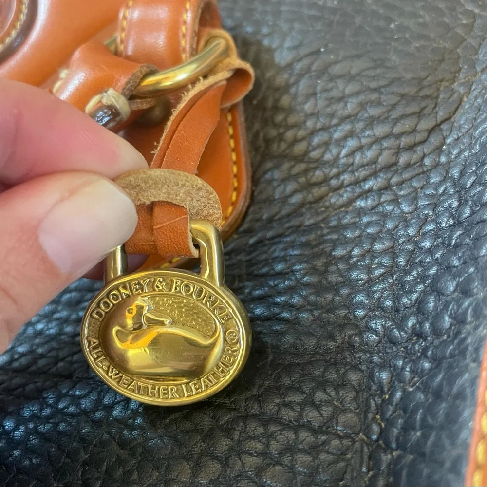 Dooney & Bourke Navy and Brown Leather Shoulder Bag